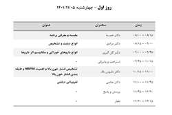 جدول زمانی 4 روزه دومین دوره آموزش و توانمندسازی پزشکان